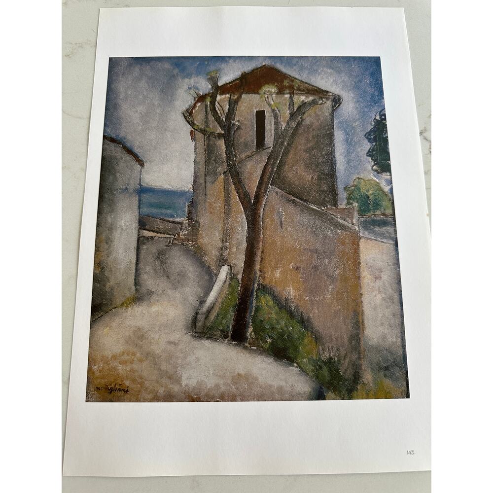 Modigliani, Tree and House, Painting, Print, Art, Wall Hanging, ~ 250626-WH 365
